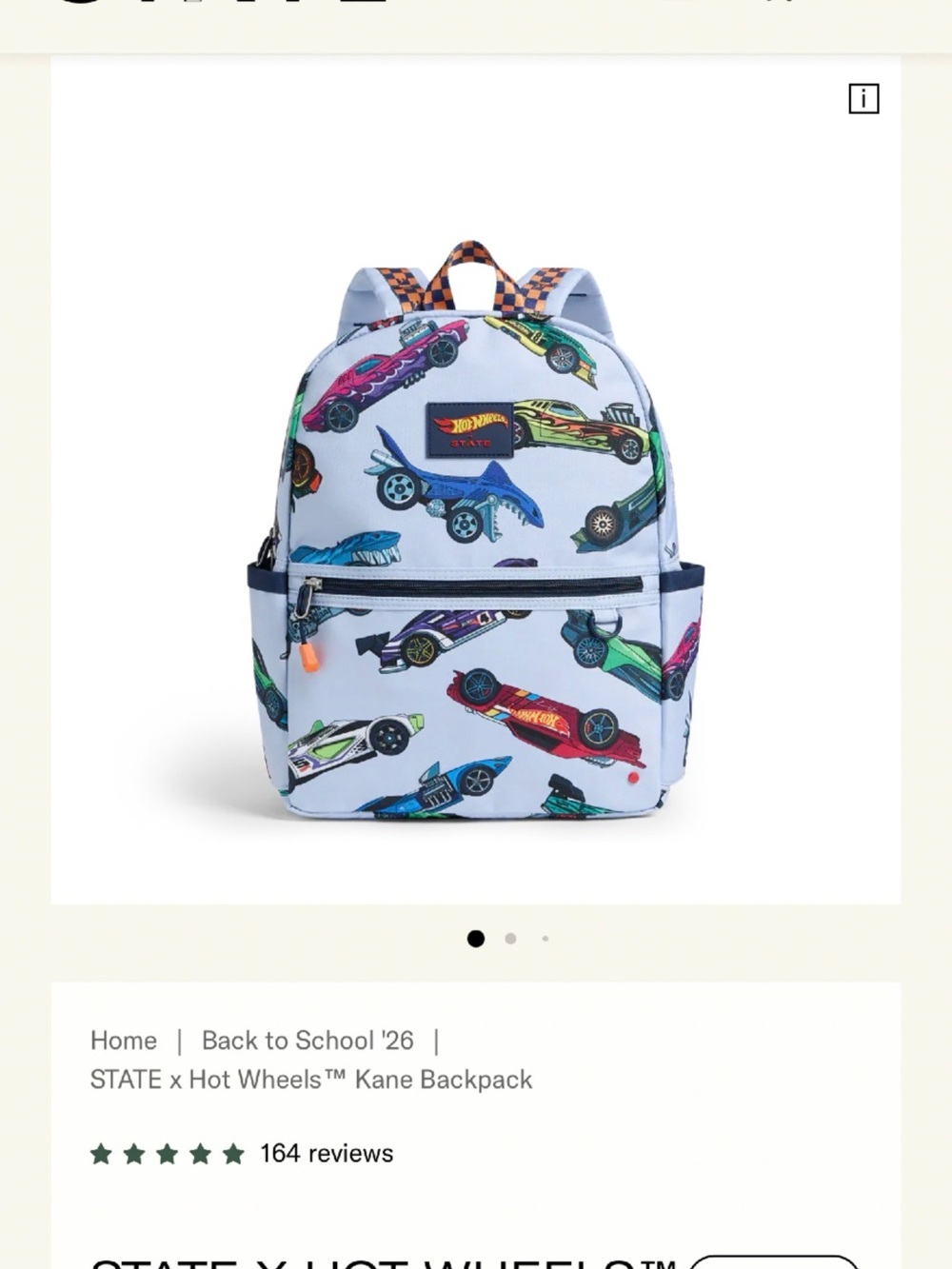 IN SEARCH OF *** STATE x Hot Wheels Backpack